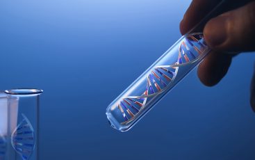 shutterstock_433403215_smll DNA molecule in glass tube in hand of scientist on blue; Shutterstock ID 433403215; Title: THR October 2017; Job: GL 51012030; Project 0THR-0011-0010-P; ISBN: 1931-3268; Other: klosavio@wiley.com